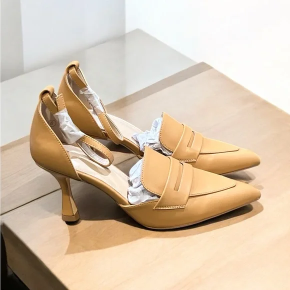 Coutgo Women’s Closed Pointed Toe Heels Ankle Strap Pumps Size 8. New with Box. - Picture 3 of 8